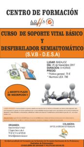 Curso de Soporte Vital Básico y Desfibrilador Semiautomático en Cáceres