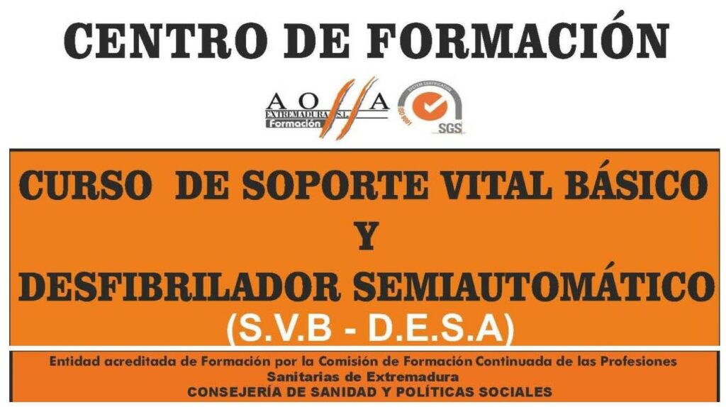 Curso de Soporte Vital Básico y Desfibrilador Semiautomático en Cáceres